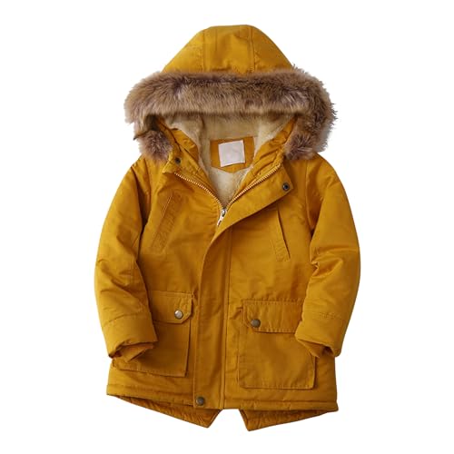 Boys Winter Hooded Warm Parker Coat Windproof Puffer Fleece Lined Jackets