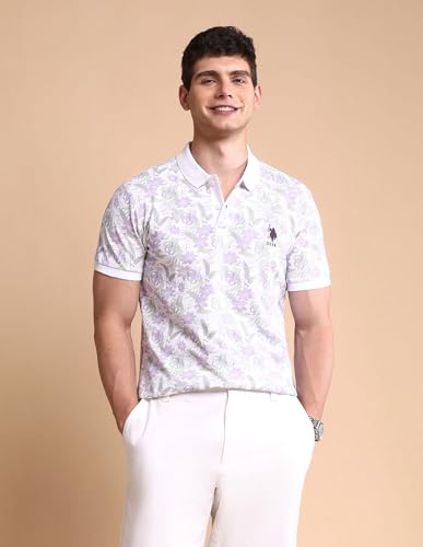 Image of U.S. Polo ASSN. Printed Polo T Shirts for Men - 100% Cotton, Half Sleeves Mens Tshirt