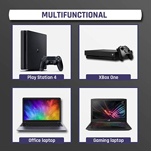 KLIM Cyclone - Base di Raffreddamento PC Portatile + Laptop Stand con 5 ventole + Il Miglior Supporto Raffreddatore + Cooling Pad Gaming PS4 Xbox One + Blu + Nuova Versione 2020