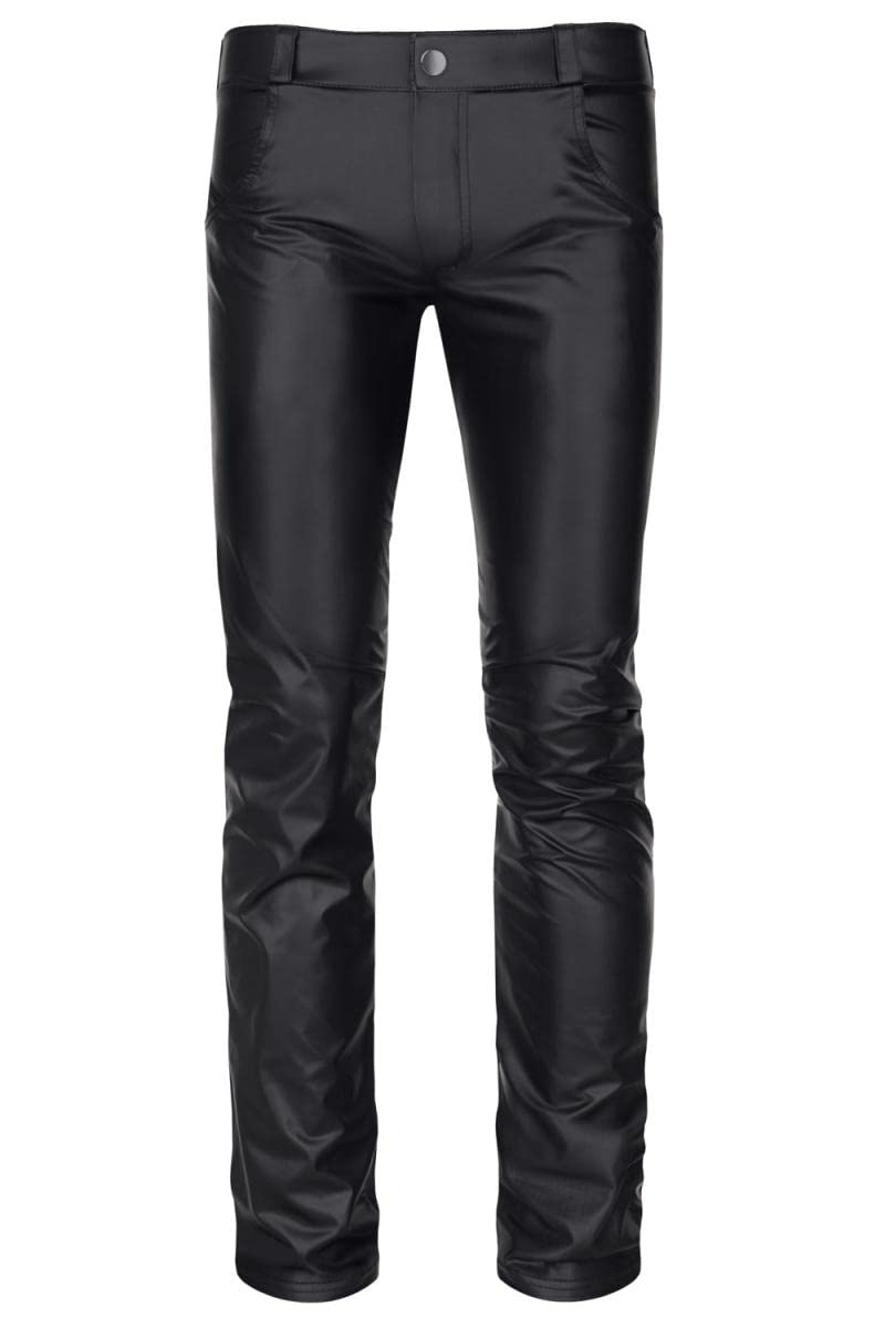 Regnes Fetish Planet Lange Herren Wetlook Hose schwarz matt mit Reißverschluss und Taschen Männer Pants