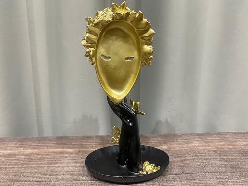 Estatua Moderna Abstracta de Rostro con Mariposas Doradas miniatura 6