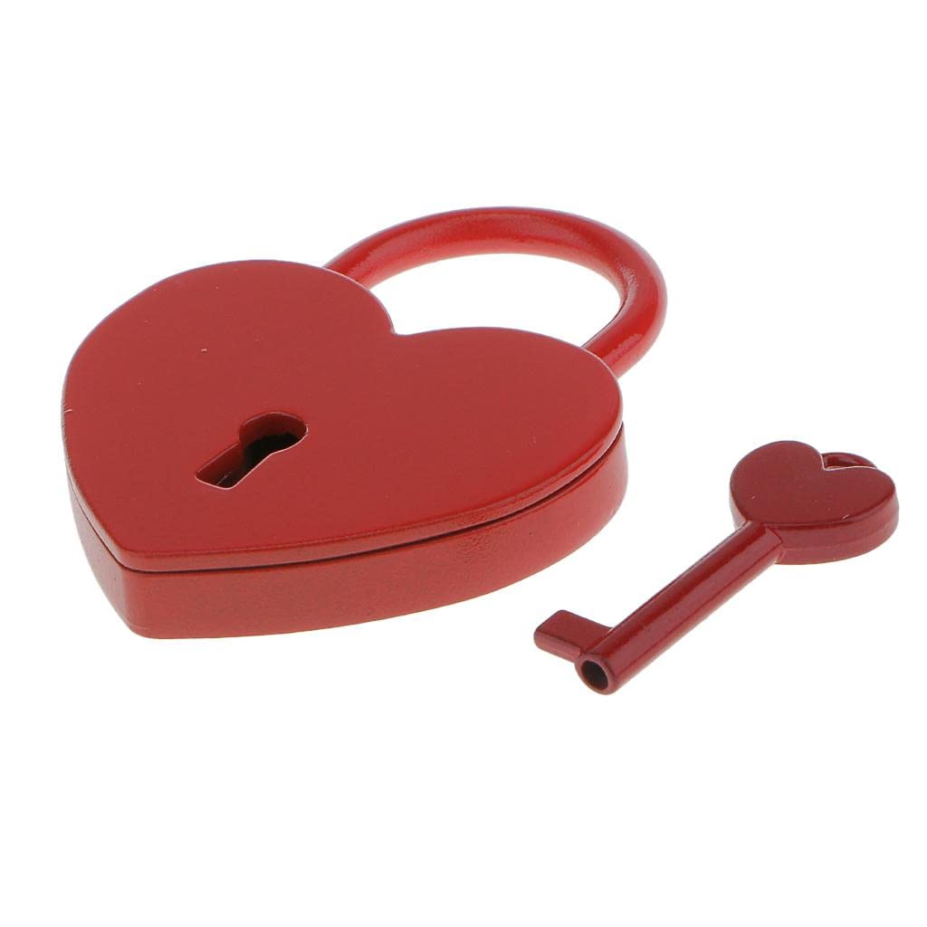 UJEAVETTE Mini Heart Shaped Padlock with Key Travel Luggage Suitcase Safety Lock Set - Red L-image-18