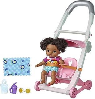 Baby Alive Littles, Push ‘N Kick Stroller, Little Lola, Black Hair Doll, Legs