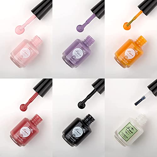 LACOMCHIR Nagellack Schnelltrocknend 8ml x 6PCS Atmungsaktiv Nagellack Set Veganer 5 Farben Matt & 2 in 1 Glänzend Base… – Bild 5