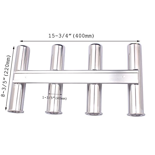 image for Hoffen Wall-Mounted 316 Stainless Steel Rod Holder 4 Tube Fishing Pod 