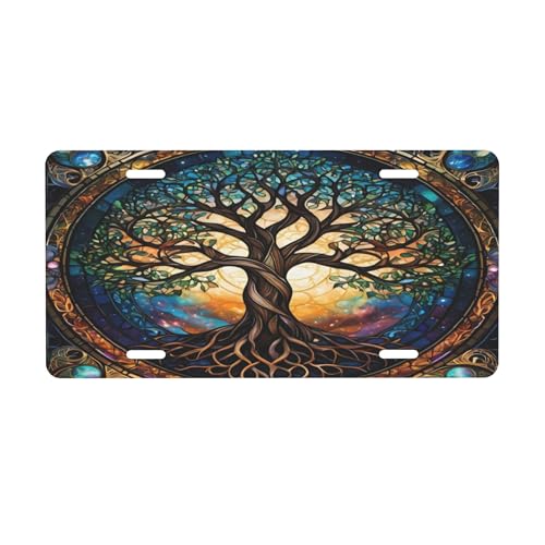 Tree of Life Abstract Colorful License Plate Funny...