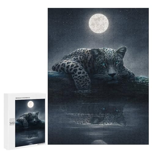 Rompecabezas de precisión Moonlit Jaguar 2 para adultos, juego familiar de 500 piezas