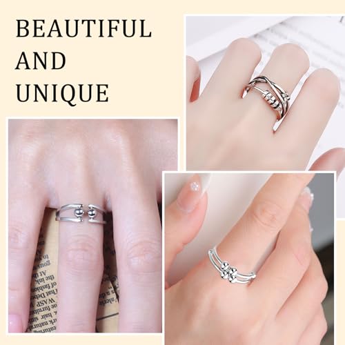 MLPKOI 9 Stück Fidget Ring Mädchen, Anxiety Ring Spinner Ringe Damen Fidget Rings Set, Einstellbar Offen Spinner, Verstellbar Anti Stress Rings (Klassisch)