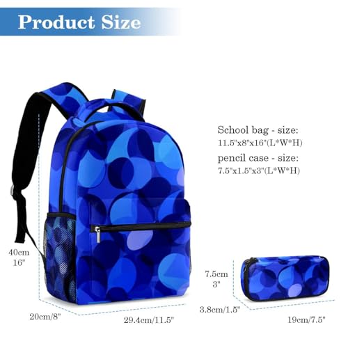 Ensemble sac à dos et trousse géométrique bleu pour l'école - 2