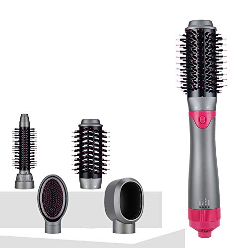 Hair Dryer Brush, Hot Air Brush Kit 4 in 1 Upgraded Interchangeable Brush Head, Hair Dryer & Volumizer with Negative Ion Reduce Frizz for Curling Drying and Straightening (Gray 1)