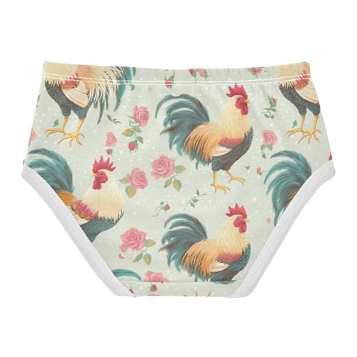 Wusikd Roosters Girls' Underwear Cotton Roses Vintage Girls Briefs Soft Toddler Underwear 2T2