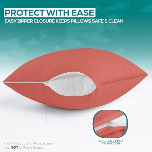 Image of Utopia Bedding Premium 100% Waterproof Pillow Protectors with Zipper Standard Size (Set of 2), Bed Bug and Dust Mite Proof Zippered Pillow Covers, Pillow Encasement Cases, Coral