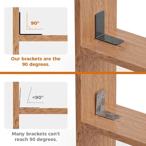 Wuno Shop 8 Pcs L Drackets Heavy Duty, Adjustable 90 Degree Angle Dracket, Galvanized Angle Iron,Corner Braces for Wood, 3\"x3\"Metal Angle Shelf for Wood Beams FramingFence - Steel/Black - Thumbnail 4