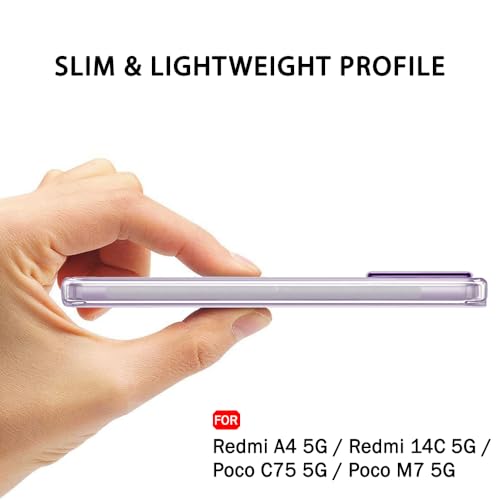 Image of TheGiftKart Back Cover Soft Case for Mi Redmi A4 5G / Redmi 14C 5G / Poco C75 5G / Poco M7 5G | Best Camera Protection | Inbuilt Dust Plugs & Anti-Slip Grip | Ultra Clear Slim (Silicone, Transparent)