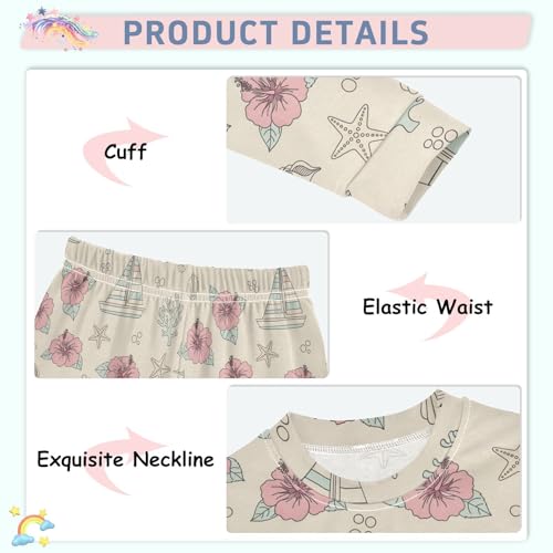 Pajama Sets Long Sleeve Marine Life Pattern Prints Soft Comfy Sleepwear 2 Piece PJS 3-8T4