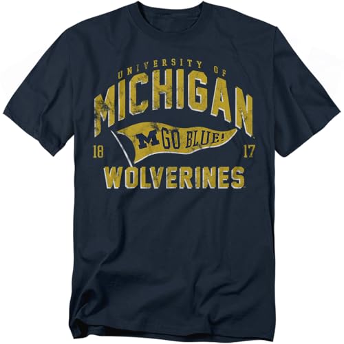 LOGOVISION University of Michigan Spirit Pennant Design Unisex Adult T Shirt Navy Small