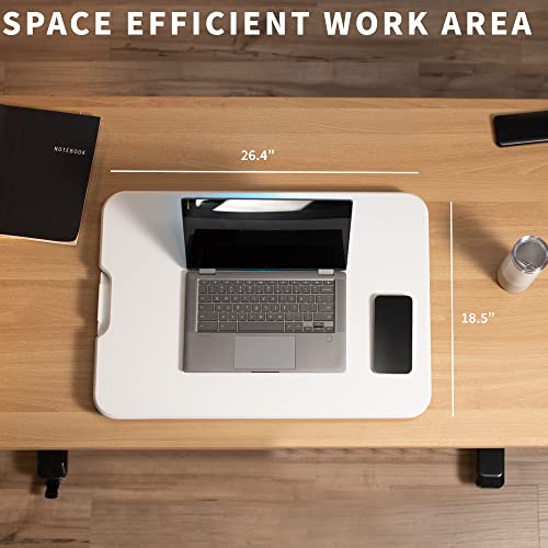 Image of VIVO Ultra-Slim Single Top Height Adjustable Standing Desk Riser, Compact Sit Stand Desktop Converter for Monitor or Laptop, White, DESK-V001JW