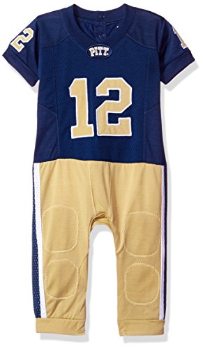 FAST ASLEEP NCAA Pittsburgh Panthers Boys Infant Football Uniform Pajamas, 0-3 Months, Navy/Gold