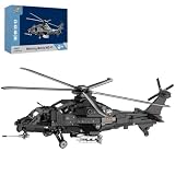 Brihappen WZ-10 Attack Helicopter Building Set for Adult, Modern Gunship Model Building Blocks with Rotating Rotor, Detailed Open Cockpit, Military Display Collectible Gift for Men, Dad, Teens