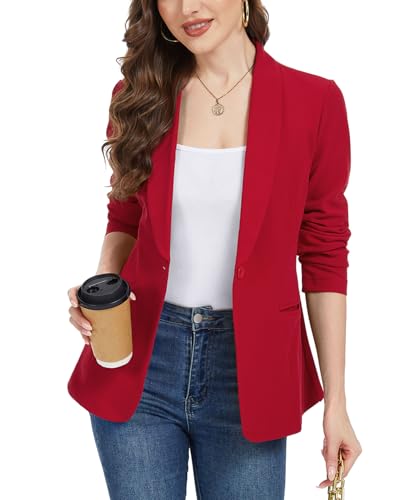 MINTLIMIT Womens Blazers Long Sleeve Button Front Blazer Casual Work Office Suit Jacket with Pockets and Padded Shoulder4