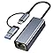 Adaptateur Ethernet USB C,Adaptateur USB Ethernet,1000Mbps 2-en-1 Us b-c ethernet,1Gbps Adap tateur RJ45 u-sb,Thunderbolt vers RJ45 Réseau LAN Compatible avec MacBook,iPad,iPhone,Surface,Windows,Linux
