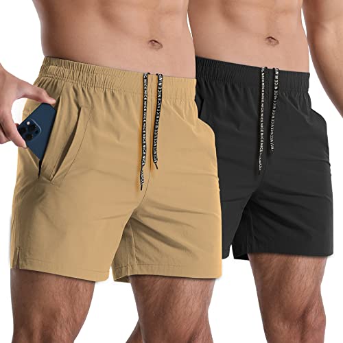 Image of 2 Pack Mens Athletic Shorts 5 Inch Quick Dry Gym Workout Shorts Men Lightweight Sports Running Shorts with Pockets