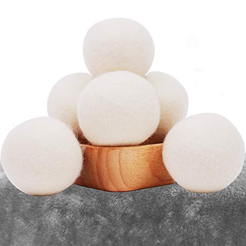 CompuClever Wool Dryer Balls XL 6 Pack - 2.96" Natural Organic Fabric Softener