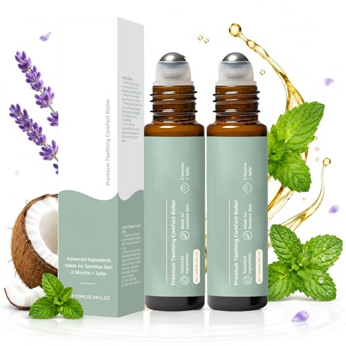 2PCS Essential Oil Teething Roller Tee/thing Gel Mild Formula Portable Oral Massage Roller