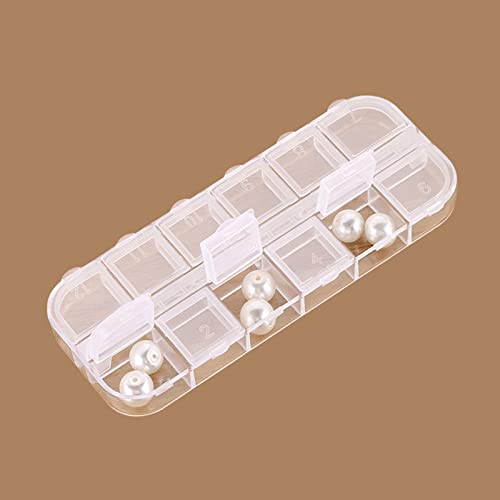 Image of 6PCS Nail Art Tool Jewelry Storage Box, 12 Compartments Plastic Rhinestone Organizer Container Case, Transparent Earrings Organizer Rectangular Jewelry Organizer (A)