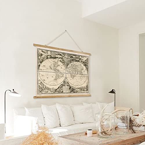 Ancient World Nautical Map - Vintage Map Poster With Wood Frame, Retro Style World Map Tapestry, World History Adventure Civilization Map - Wall-Hanging Decor Art Painting For Living Room, Bedroom, Dorm (29 X 39 Inches). #TOP5