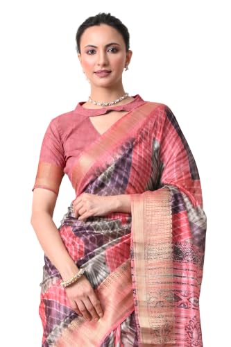 Image of MIRCHI FASHION Women Saree Cotton Silk Batik Block Printed | Breathable Office Wear and Regular Use Sari with Blouse Piece