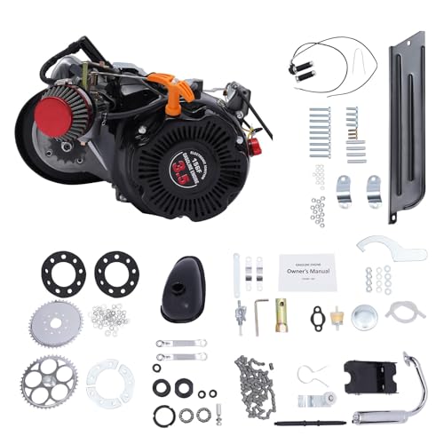 TFCFL 4 Stroke Bicycle Engine Kit, 100CC Gas Motorized Bike Conversion Kit, Gasoline Petrol Bicycle Motor Bike Engine Scooter Full Set Air Cooling for Pocket Bike, Dirt Bike, ATV or Scooter, 3600RPM