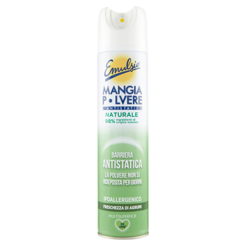 8x Emulsio Mangia Polvere Antistatico Freschezza di Agrumi,Sprühreiniger für mehrere Oberflächen entfernen Staub,Frischer Zitrusduft,300ml + Beni Culinari Kostenloser Schlüsselanhänger