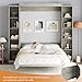 Rophefx Queen Murphy Bed Cabinet with 5-Tier Adjustable Storage Shelves, Queen Wall Bed Cabinet Bed, Wood Space Saving Beds, Foldable Platform Beds, Hidden Bedframe for Guest Room, Bedroom,Grey