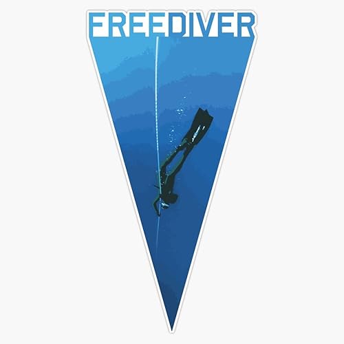 Freediver - Adhesivo de vinilo con diseño geométrico de buceo y buceo libre, impermeable, para laptop, pared, ventana, 5 pulgadas