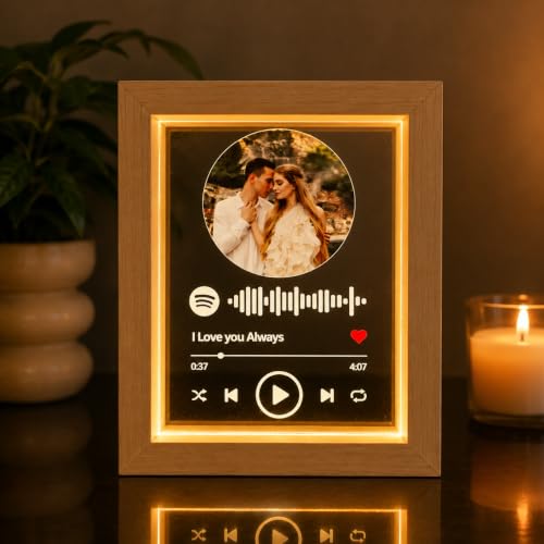 Image of Customized Acrylic Photo Frame Personalized Name, Photo Text | Premium Gift for Birthday AnniversaryGift for Couples HD Print with Name Picture | Unique Gift All Occasions (Spotify Desgin)