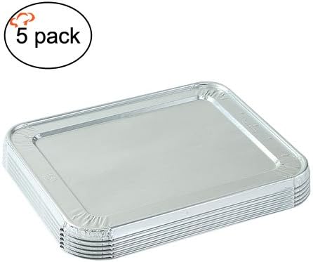 TigerChef TC-20488 Aluminum Foil Lids for Half Size Steam Table Pans with Recipe Card, 9" x 13" Size, Half Size Lids (Pack of 100)