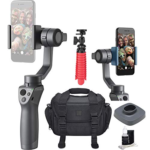 DJI Osmo 2 Mobile Handheld Smartphone Gimbal Stabilizer Videographer Bundle with Case, Flex Tripod, Base and Lens Maintenance Kit