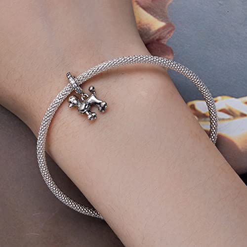 Abalorio de caniche Bsc797 compatible con pulsera y collar de plata de ley 4