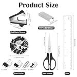 Black Desk Organizer and Accessories, Black Desk Asccessories Office Supply Kit Include Mesh Desktop Organizer Stapler 1000 Staples Tape Dispenser Pen Holder Staple Remover Clips Ruler Scissors - Image 3