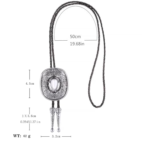 Image of Jeilwiy Bolo Tie for Men Western Cowboy Tie Necklace Gold Bolo Tie Leather Necktie Halloween Tie Accessories for Women