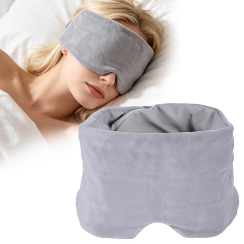 Masque de sommeil lesté doux et soyeux pour un sommeil réparateur, masque de sommeil opaque pour homme et femme avec cache-oreilles pour une nuit paisible,...
