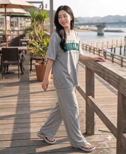 Image of DIAZ Women Co-ord Set for Girls | Stylish Two Piece Dress with Oversize Tshirt & High Waist Jogger|Trendy Cotton Blend Track Suit Set for Women | Casual /Travel & Lounge Wear Outfits
