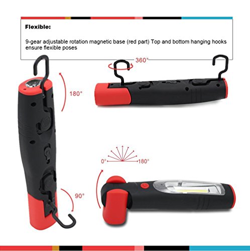 Portable Cordless Rechargeable 3W Led Work Light Work Lamp W/Hanging Hook, Magnetic Base, Car Charger, Ul-Listed Power Adapter For Workshop, Garage, Camping, Flashlight, Emergency Lighting - Rwl-03 #TOP4