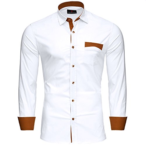 Reslad Herren Hemd bügelfrei Slim Fit Freizeit Männer Hemden Business Herrenhemd Kontrast zweifarbig Langarm RS-7205 Weiß XXL Reslad Herren Hemd bügelfrei Slim Fit Freizeit Männer Hemden Business Herrenhemd Kontrast zweifarbig Langarm RS-7205 Weiß XXL