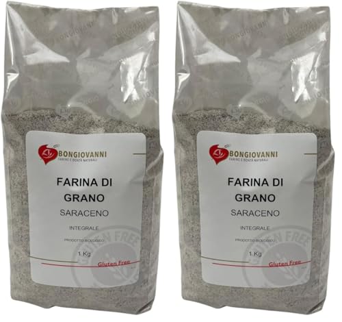 BONGIOVANNI FARINE E BONTA' NATURALI Farine de blé entier de sarrasin 1Kg BIO sans gluten 1.00 kg (Lot de 2)
