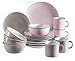 Produktbild Mäser 931543 Maila Geschirr, moderner Vintage-Look, 16-teiliges Kombiservice im Retro-Design, Steinzeug, 4-Personen-Set rosa/grau
