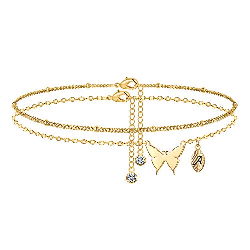 M Mooham Dainty Butterfly Anklets For Women, Initial Anklet For Women Gold Anklets For Women Butterfly Anklet Initial Ankle Bracelets For Women Anklets Jewelry（A） #TOP16