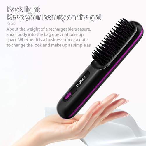 Cepillo Alisador de Pelo Portátil Inalámbrico con Display LED miniatura 2