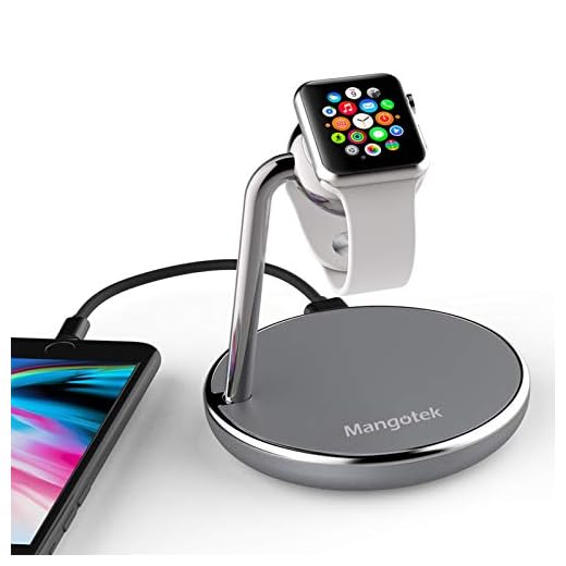 Mangotek Apple Watch Charging Stand, with Magnetic Charger Module and USB Port for iWatch Series 4/3/2/1 (38mm/40mm/42mm/44mm) and iPhone, Nightstand Mode Apple MFi Certified